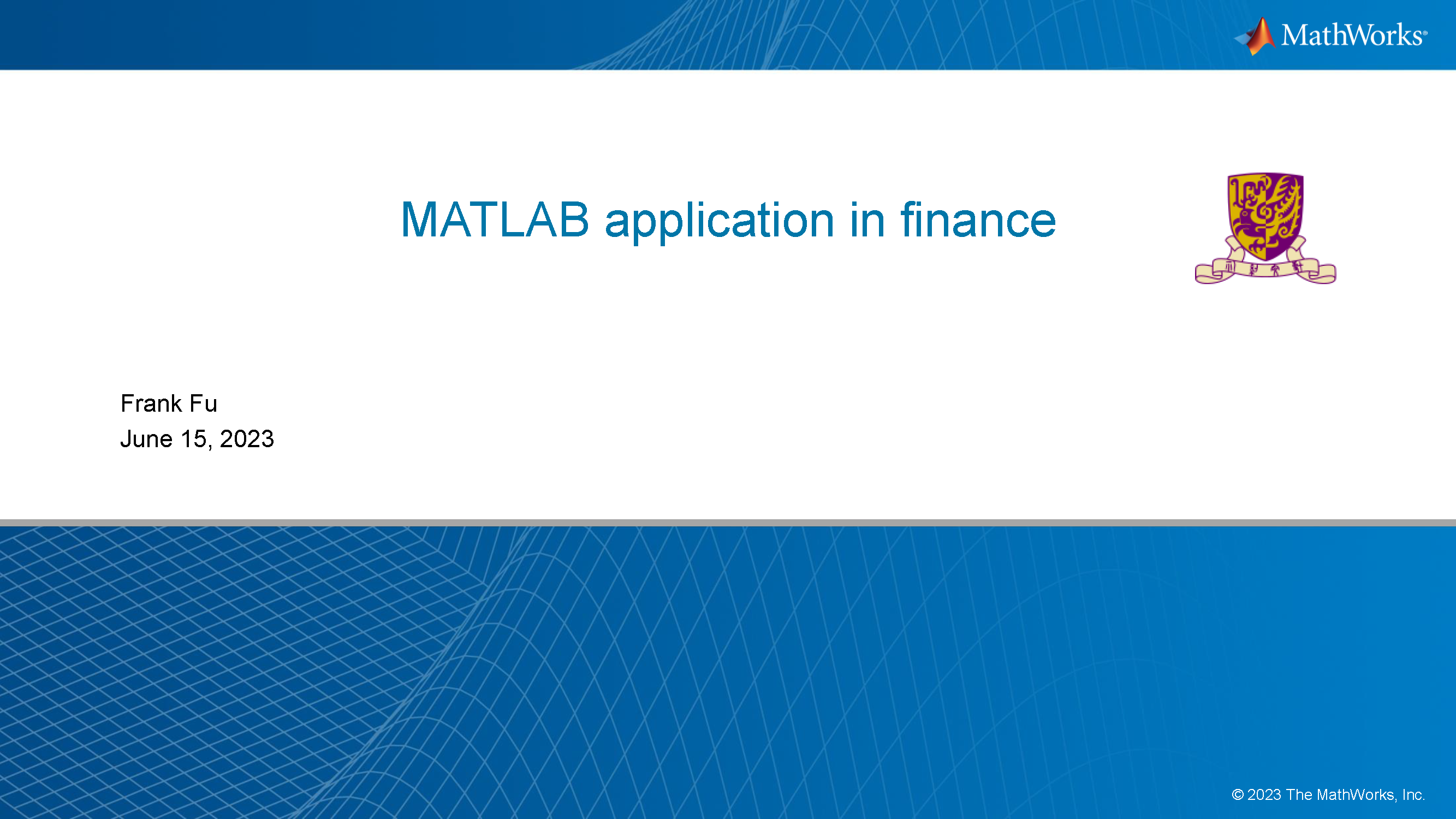 Applications of MATLAB in Finance